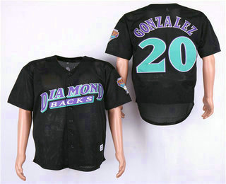 Men's Arizona Diamondbacks #20 Luis Gonzalez Black Mesh Batting Practice Throwback Jersey By Mitchell & Ness