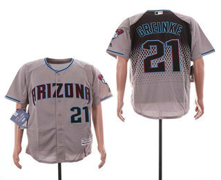 Men's Arizona Diamondbacks #21 Zack Greinke Gray Stitched MLB Cool Base Jersey