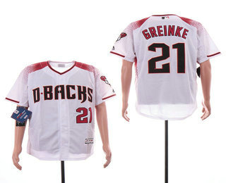 Men's Arizona Diamondbacks #21 Zack Greinke White With Red Stitched MLB Cool Base Jersey