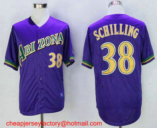 Men's Arizona Diamondbacks #38 Curt Schilling Purple Stitched MLB Throwback Cooperstown Collection Jersey