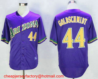 Men's Arizona Diamondbacks #44 Paul Goldschmidt Purple Stitched MLB Throwback Cooperstown Collection Jersey