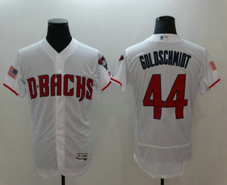 Men's Arizona Diamondbacks #44 Paul Goldschmidt White Stars & Stripes Fashion Independence Day Stitched MLB Majestic Flex Base Jersey