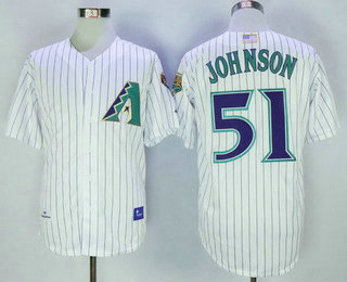 Men's Arizona Diamondbacks #51 Randy Johnson 2001 White Stitched MLB Cooperstown Collection Jersey