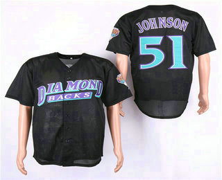 Men's Arizona Diamondbacks #51 Randy Johnson Black Mesh Batting Practice Throwback Jersey By Mitchell & Ness