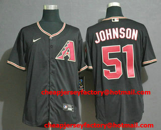 Men's Arizona Diamondbacks #51 Randy Johnson Black Stitched Nike MLB Flex Base Jersey