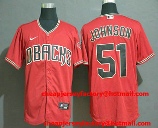Men's Arizona Diamondbacks #51 Randy Johnson Red Stitched Nike MLB Flex Base Jersey