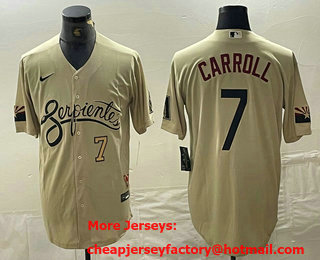 Men's Arizona Diamondbacks #7 Corbin Carroll Number 2021 Gold City Connect Cool Base Stitched Jersey 01