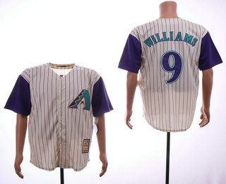 Men's Arizona Diamondbacks #9 Matt Williams Retired Cream With Purple Pinstripe Cooperstown Collection Cool Base Jersey