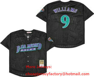Men's Arizona Diamondbacks #9 Matt Williams Williams Black Mesh Throwback Jersey