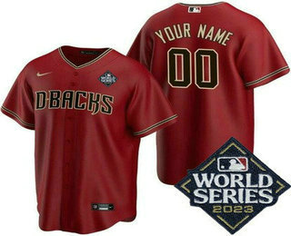 Men's Arizona Diamondbacks Customized Red 2023 World Series Cool Base Jersey