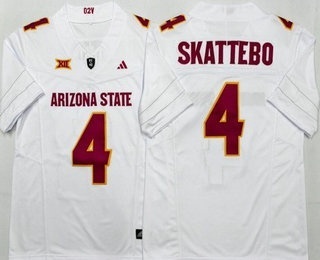 Men's Arizona State Sun Devils #4 Cameron Skattebo Limited White 2025 College Football Jersey
