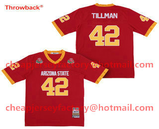 Men's Arizona State Sun Devils #42 Pat Tillman Red Throwback Jersey