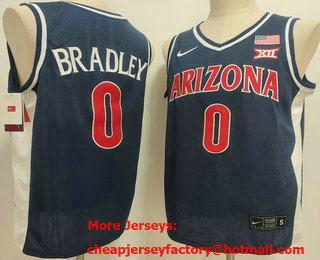 Men's Arizona Wildcats #0 Jaden Bradley Navy College Basketball Jersey
