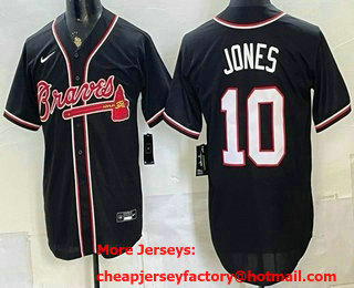 Men's Atlanta Braves #10 Chipper Jones 2026 Black Fashion Cool Base Jersey