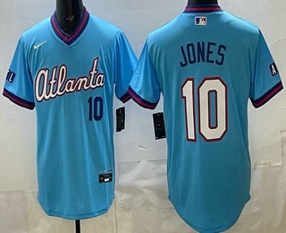 Men's Atlanta Braves #10 Chipper Jones Light Blue 2026 City Connect Stadium Jersey