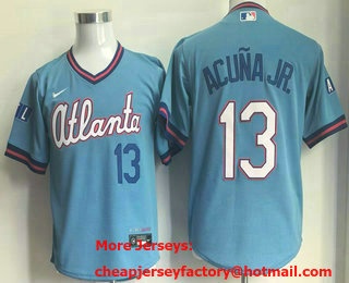 Men's Atlanta Braves #13 Ronald Acuna Jr Light Blue 2026 City Connect Stadium Jersey