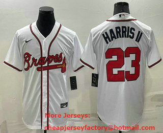 Men's Atlanta Braves #23 Michael Harris II White Stitched MLB Cool Base Nike Jersey