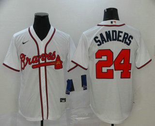 Men's Atlanta Braves #24 Deion Sanders White Stitched MLB Cool Base Nike Jersey