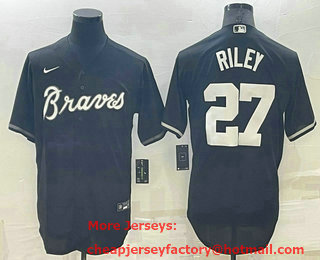 Men's Atlanta Braves #27 Austin Riley Black Turn Back The Clock Stitched Cool Base Jersey