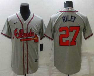 Men's Atlanta Braves #27 Austin Riley Grey Stitched MLB Cool Base Nike Jersey