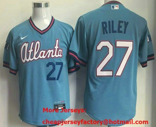 Men's Atlanta Braves #27 Austin Riley Light Blue 2026 City Connect Stadium Jersey