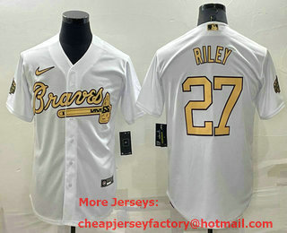 Men's Atlanta Braves #27 Austin Riley White 2022 All Star Stitched Cool Base Nike Jersey