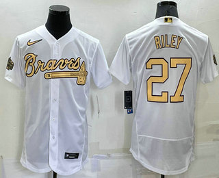 Men's Atlanta Braves #27 Austin Riley White 2022 All Star Stitched Flex Base Nike Jersey
