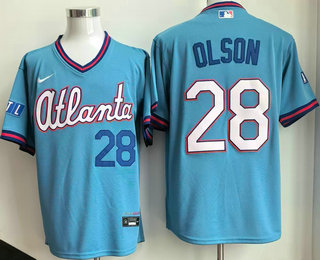 Men's Atlanta Braves #28 Matt Olson Light Blue 2026 City Connect Stadium Jersey