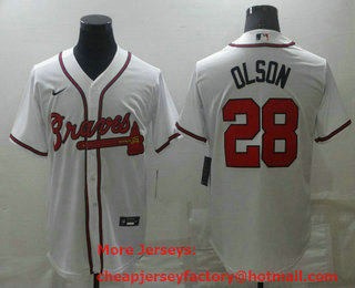 Men's Atlanta Braves #28 Matt Olson White Stitched MLB Cool Base Nike Jersey