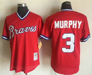 Men's Atlanta Braves #3 Dale Murphy Red Mesh Batting Practice 1980 Throwback Jersey By Mitchell & Ness