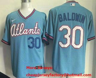 Men's Atlanta Braves #30 Drake Baldwin Light Blue 2026 City Connect Stadium Jersey