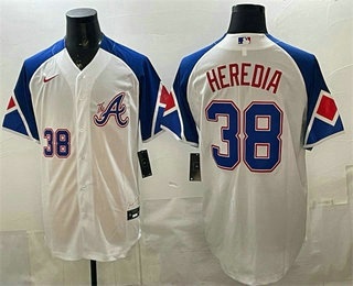 Men's Atlanta Braves #38 Guillermo Heredia White City Player Number Cool base Jersey