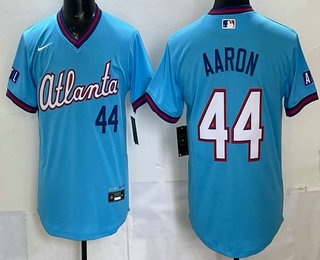 Men's Atlanta Braves #44 Hank Aaron Light Blue 2026 City Connect Stadium Jersey