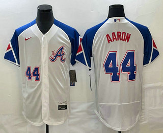Men's Atlanta Braves #44 Hank Aaron Number White 2023 City Connect Flex Base Stitched Jersey 11