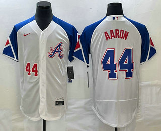 Men's Atlanta Braves #44 Hank Aaron Number White 2023 City Connect Flex Base Stitched Jersey 13