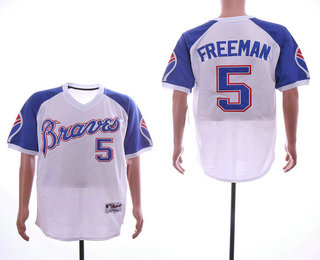 Men's Atlanta Braves #5 Freddie Freeman 1974 White Stitched MLB Throwback Jersey By Mitchell & Ness