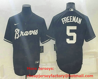 Men's Atlanta Braves #5 Freddie Freeman Black Turn Back The Clock Stitched Cool Base Jersey