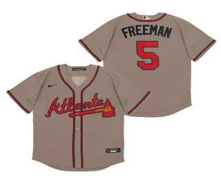 Men's Atlanta Braves #5 Freddie Freeman Gray Stitched MLB Cool Base Nike Jersey