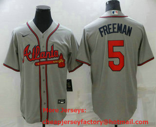Men's Atlanta Braves #5 Freddie Freeman Grey Stitched MLB Cool Base Nike Jersey