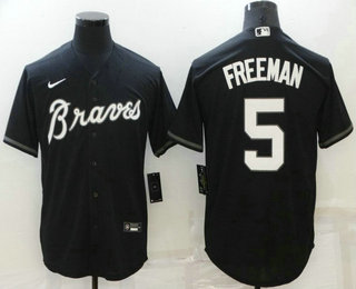 Men's Atlanta Braves #5 Freddie Freeman Navy Blue Stitched MLB Cool Base Nike Jersey 01