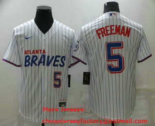 Men's Atlanta Braves #5 Freddie Freeman White 2021 City Connect Stitched MLB Cool Base Nike Jersey