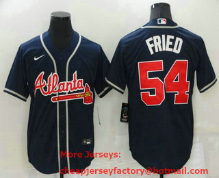 Men's Atlanta Braves #54 Max Fried Navy Blue Stitched MLB Cool Base Nike Jersey