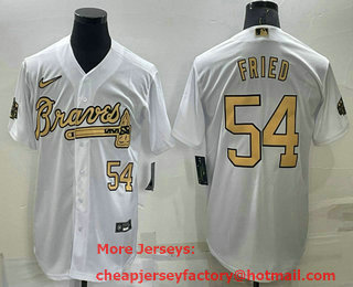 Men's Atlanta Braves #54 Max Fried Number White 2022 All Star Stitched Cool Base Nike Jersey