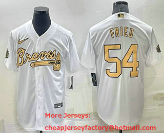 Men's Atlanta Braves #54 Max Fried White 2022 All Star Stitched Cool Base Nike Jersey