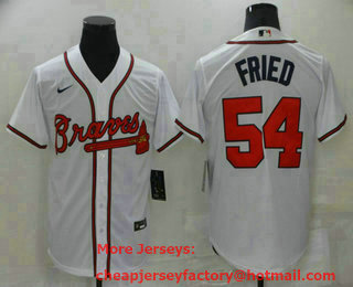 Men's Atlanta Braves #54 Max Fried White Stitched MLB Cool Base Nike Jersey