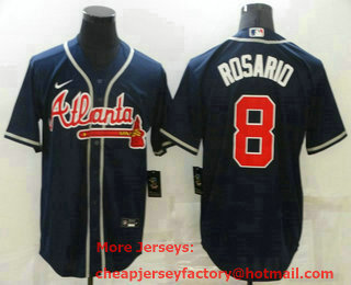 Men's Atlanta Braves #8 Eddie Rosario Navy Blue Stitched MLB Cool Base Nike Jersey