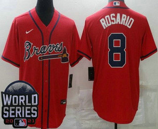 Men's Atlanta Braves #8 Eddie Rosario Red 2021 World Series Cool Base Jersey