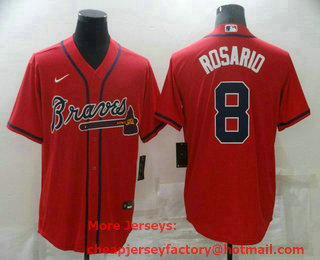 Men's Atlanta Braves #8 Eddie Rosario Red Stitched MLB Cool Base Nike Jersey