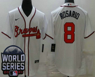 Men's Atlanta Braves #8 Eddie Rosario White 2021 World Series Cool Base Jersey