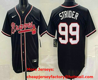 Men's Atlanta Braves #99 Spencer Strider 2026 Black Fashion Cool Base Jersey
